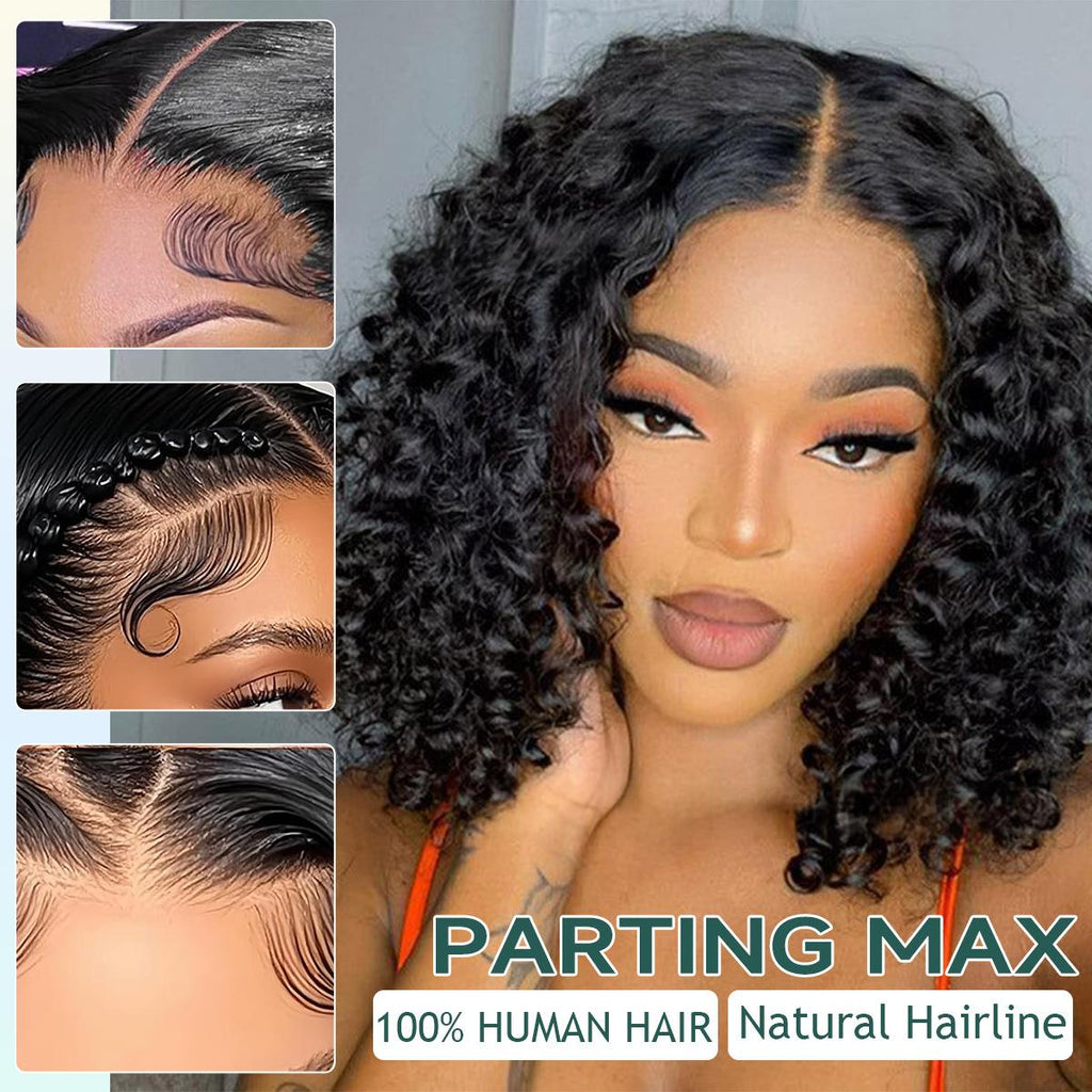 Laure’ Dawn Fluffy Curly 4×4 Human Hair Bob Wig