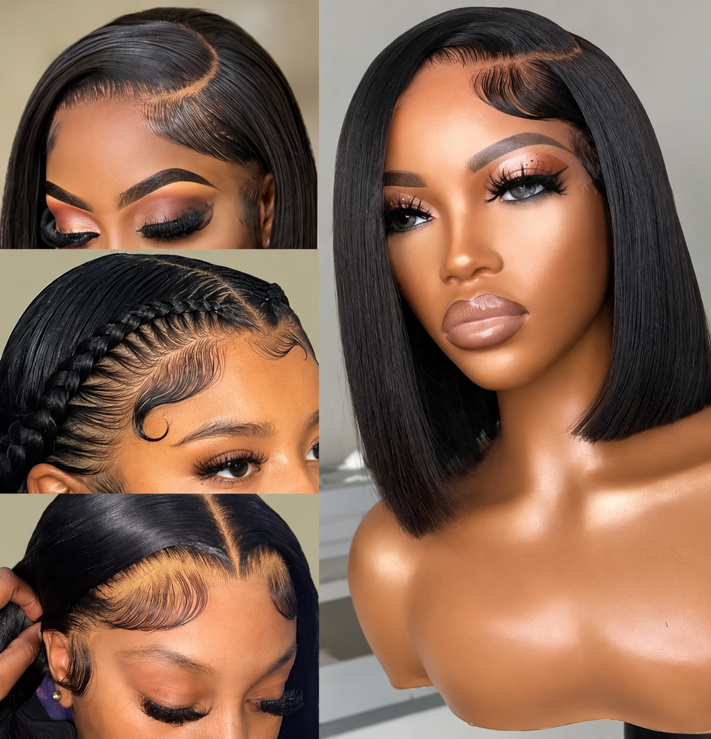 13x4 Lace Front Straight Bob Wig – Brazilian Human Hair, 200% Density