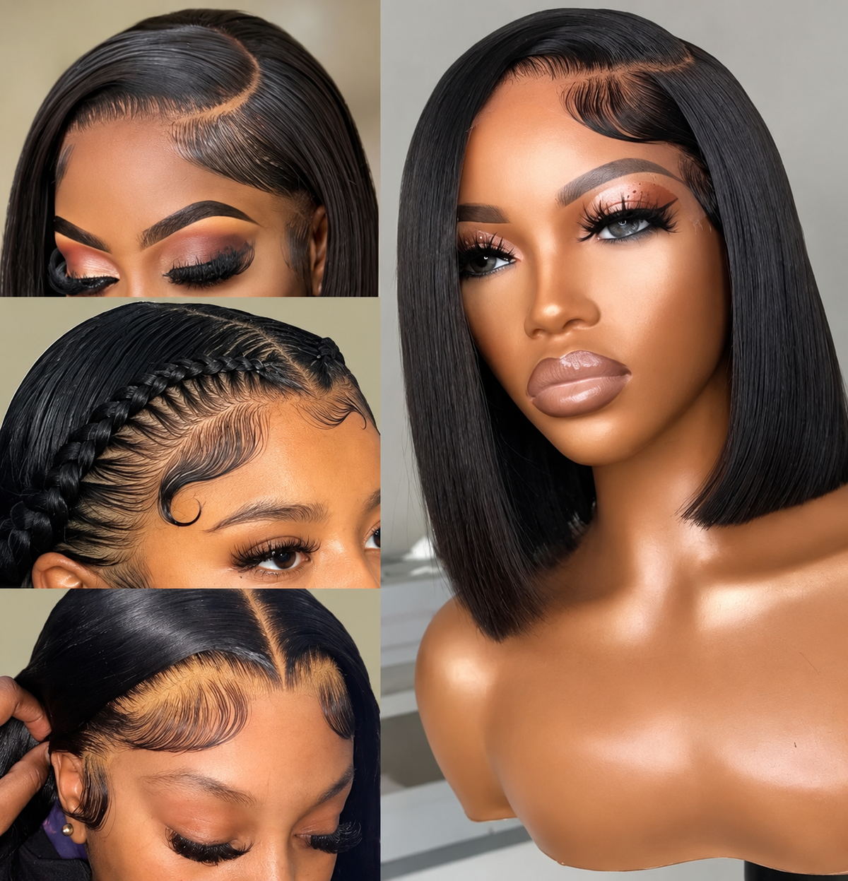 13x4 Lace Front Straight Bob Wig – Brazilian Human Hair, 200% Density