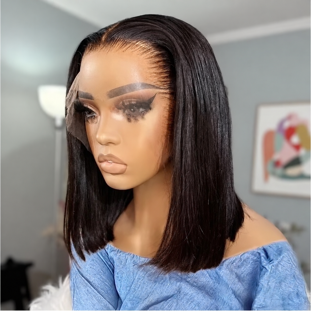 13x4 Lace Front Straight Bob Wig – Brazilian Human Hair, 200% Density